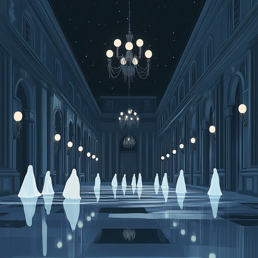 An instrumental piece that blends eerie melodies with glamorous harmonies, capturing the haunting elegance of a moonlit night. The music evokes images of spectral figures dancing in a grand, opulent ballroom, shrouded in mystery and allure.