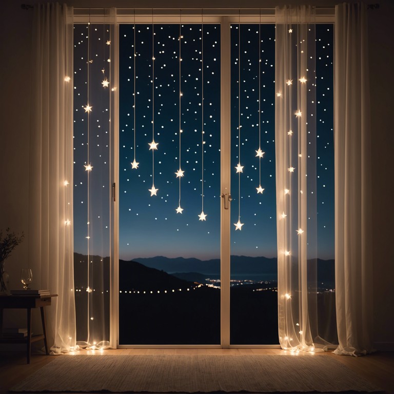 This composition encapsulates the peaceful feeling of sitting by a window on a starry night, holding hands with a loved one, as the gentle strums of the acoustic guitar complement the whispering night breeze.