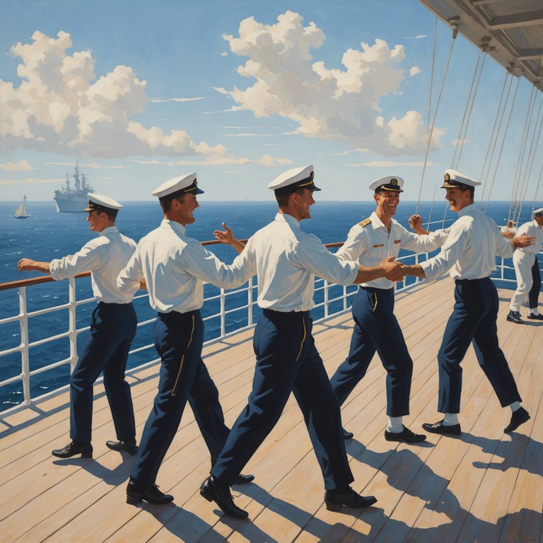 This composition celebrates the vibrant and robust spirit of the russian navy, featuring playful melodies that mimic the lively dynamics of sailors dancing joyously on the deck amidst their maritime adventures. A fusion of traditional russian folk sounds with the rhythmic pulse of military music creates a captivating nautical atmosphere.