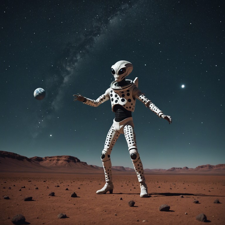 A song designed as a vibrant backdrop for an imaginary martian festival, blending earthly folk rhythms with the mystic, alien aura of mars, played on a space themed accordion.