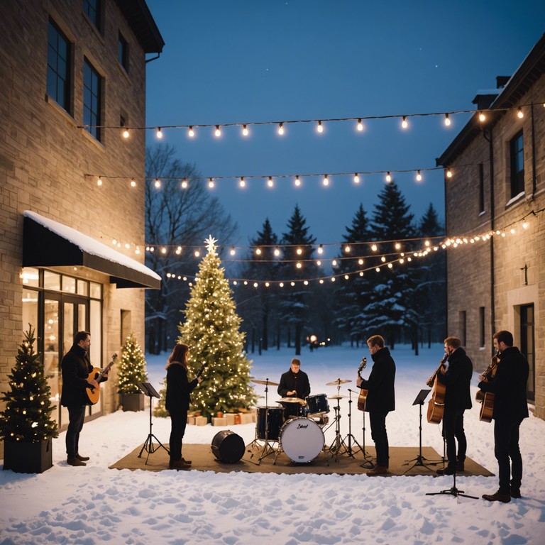 A high speed musical journey through a winter landscape, powered by the twang of banjos and a lively rhythm section, perfect for invoking the spirit of a joyful, boisterous holiday celebration.