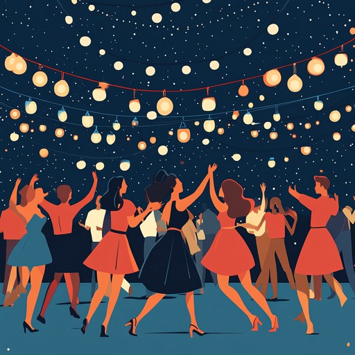 An inspirational track featuring a vibrant disco beat, characterized by retro synths, dynamic basslines, and sparkling percussion, capturing the effervescent energy of a warm summer night. Picture the joy of dancing under twinkling lights with friends, celebrating life, and embracing the moment.