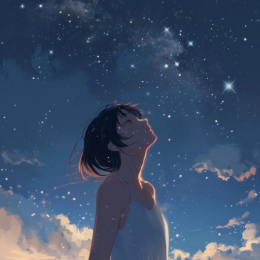 A gentle melody guiding the listener through an anime inspired celestial dreamscape, where shimmering synths and delicate chimes intertwine to tell a story of wonder and adventure among the stars.