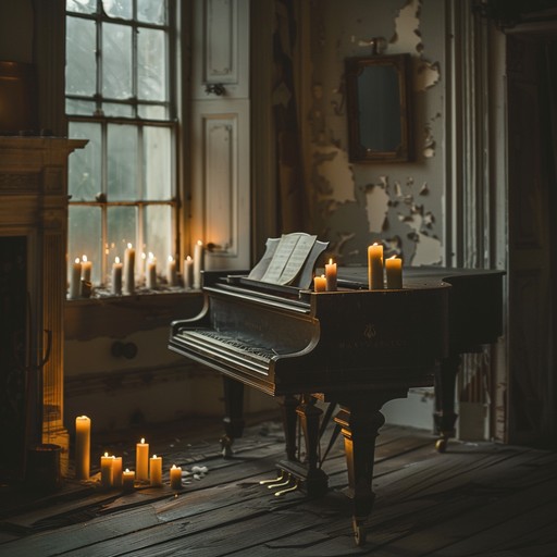 A delicate, romantic goth lullaby featuring a haunting piano motif, designed to evoke tender feelings of melancholy and longing. The gentle keys and subtle dynamics create an intimate atmosphere, perfect for quiet, reflective moments. Echoes of gothic influence provide a dramatic, mysterious edge, while maintaining an overall soothing and serene vibe.