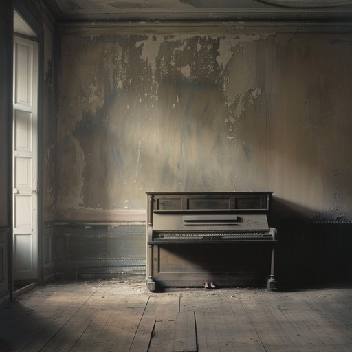 A piano plays a slow, sorrowful melody in a minor key, capturing the emptiness of an abandoned room. Each note carries the weight of loneliness, with reverb adding a haunting depth. The piece is minimalistic, allowing the isolated notes to resonate with a raw emotional weight, evoking feelings of desolation and introspection.