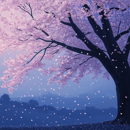 Imagine a serene evening, sitting under a canopy of cherry blossoms in full bloom. The gentle rustle of the petals in the wind brings a feeling of introspection and peace. This instrumental track captures the delicate essence of an introspective moment in nature with soft melodies and harmonics that soothe the soul.