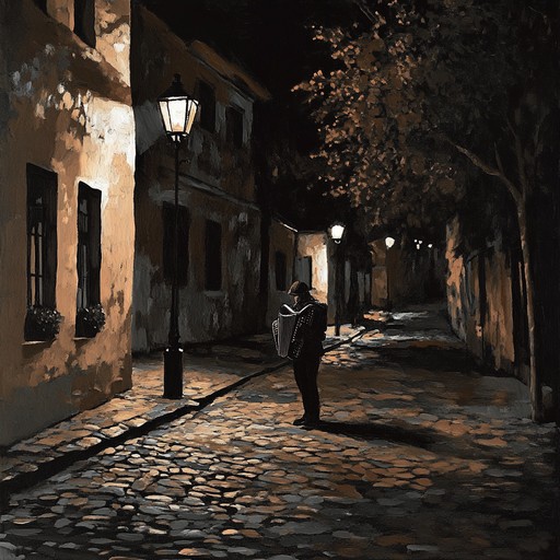 An instrumental polka piece that captures the feeling of loneliness as the sound of an accordion reverberates through empty streets at night, evoking memories of lost connections and solitude.