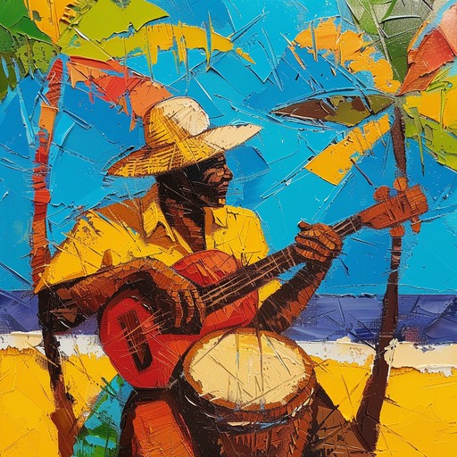 Imagine the energetic beats and lively melodies of a caribbean street festival with steel drums leading the celebratory dance, capturing the essence of the islands with rhythmic perfection, vibrant energy, and a touch of tropical sunshine