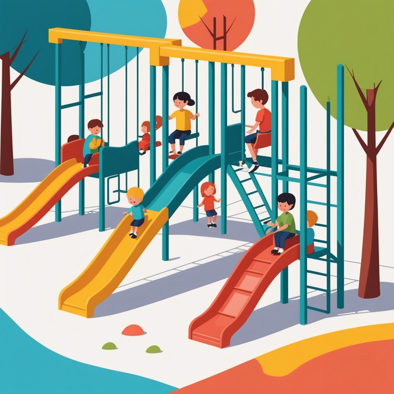 This track captures the essence of a bright morning in a bustling playground, where children's laughter fills the air, and the energy is as sunny as the day. The music features lively rhythms and cheerful melodies, perfect for evoking joy and playfulness.