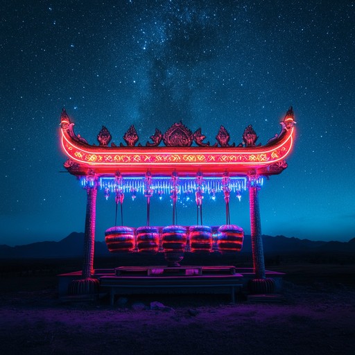 A mesmerizing instrumental track where indonesian gamelan sounds blend with electronic synths, transporting listeners to a futuristic realm steeped in ancient traditions.