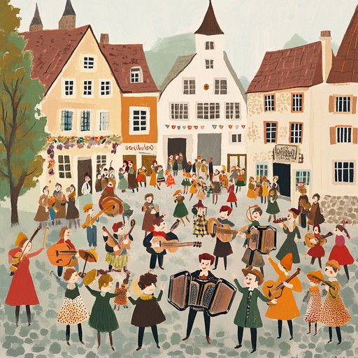 A spirited instrumental capturing the joy of german festivals, blending traditional melodies with modern rhythms to create a danceable and infectious tune. The music evokes the atmosphere of lively celebrations, with crowds dancing and singing along in merriment.