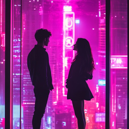 A romantic journey under neon lights, where the synths pulsate with affection, capturing the essence of 1980s love and nostalgia. This instrumental piece blends lush, dreamy synth pads with a gentle, rhythmic beat, evoking a timeless romantic atmosphere perfect for starry eyed nights.