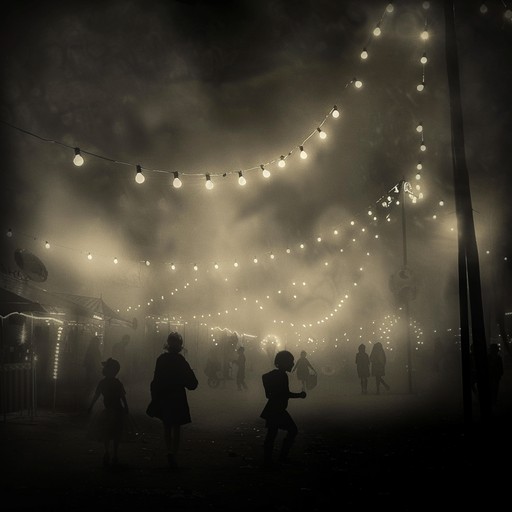 Step into a twisted carnival where shadows dance under whimsical lights. The eerie atmosphere blends whimsical melodies with dark cabaret undertones, creating a surreal, hauntingly beautiful experience. Each note carries a sense of playful unease, pulling listeners into a fantastical, eerie world. Perfect for setting a mysteriously enchanting ambiance.