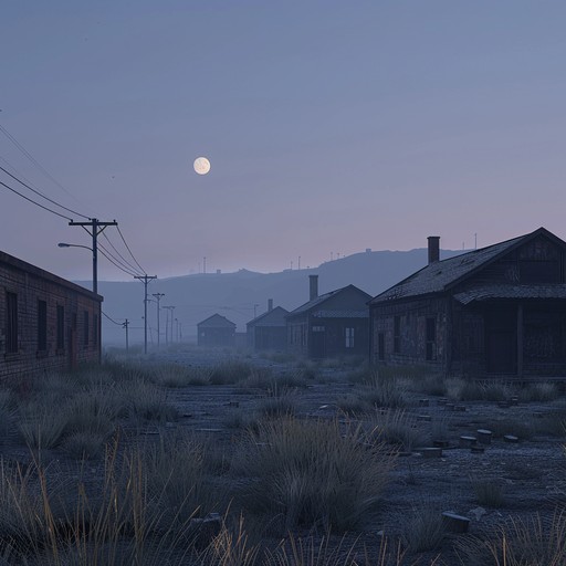 Imagine a desolate ghost town in the wild west, where the unnerving silence is broken only by the wind whispering through abandoned buildings. The haunting atmosphere is heightened by eerie, off key melodies and unsettling percussion, creating a spine chilling sense of foreboding.