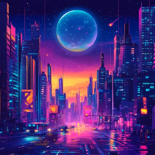 Experience a feel good instrumental journey through a futuristic cityscape reminiscent of 80s german schlager. Synthwaves permeate the air as rhythmic bass lines keep the groove lively. A radiant harmony of digital melodies sparks nostalgia while propelling you into the future.