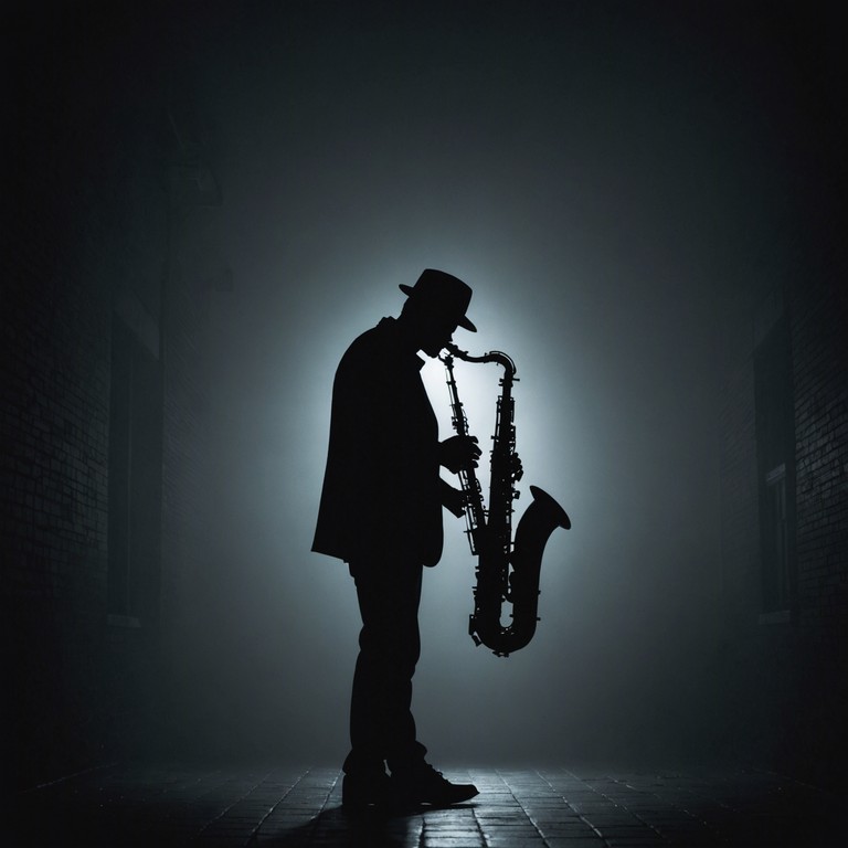 Delve deeper into the world of suspense with this jazz noir piece, as the saxophone takes you through a journey shrouded in mystery and dim street lights, creating a smooth yet suspenseful musical experience.