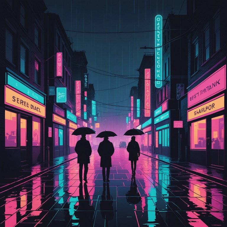 In this track, immersive electronic layers weave a tale of futuristic urban decay and rebellion. Eerie and intense, neon shadows unfold uses pulsating synths to set the mood, underscored by a rhythmic backbone that captures the relentless energy of a cyberpunk metropolis. The piece evolves constantly, hinting at both despair and adrenaline fueled survival.