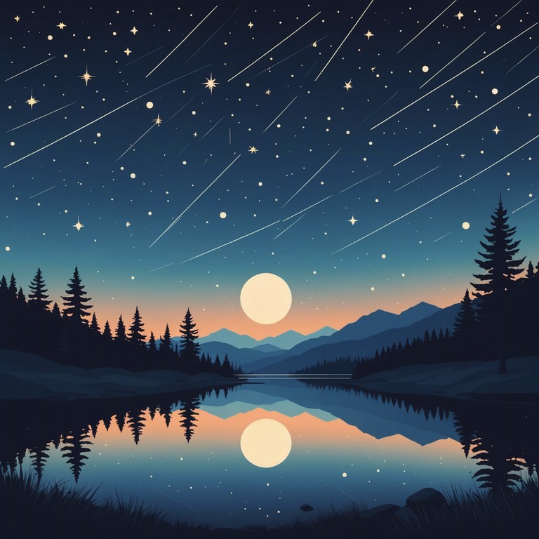 This track evokes the serene, peaceful experience of exploring a moonlit landscape where each note reflects a shimmering star in the night sky. The underlying melancholy tone wrapped in celestial harmonies creates a dreamlike state, perfect for deep contemplation or a magical nighttime journey.