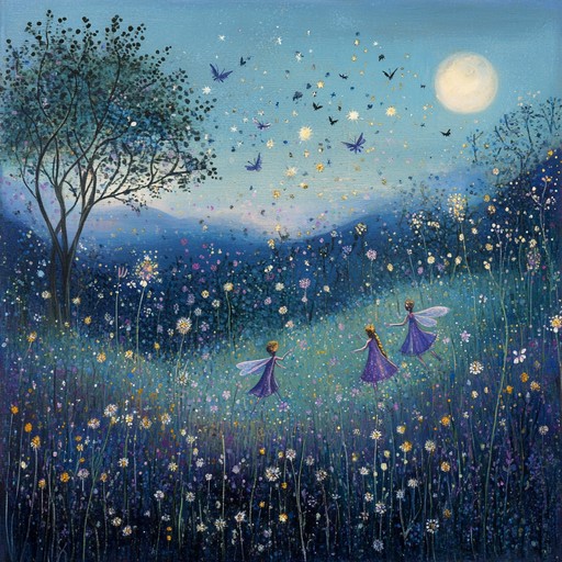 An airy flute composition embodying the lighthearted dance of fairies as dusk settles over an enchanted meadow, filling listeners with a sense of magic and joy.