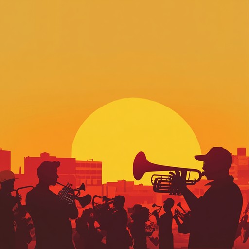 A vibrant and exhilarating jazz piece featuring a triumphant trumpet melody, backed by lively rhythms and dynamic basslines. The music captures the essence of a warm summer evening, with a brass band infusing energy and positive vibes. Listeners are transported to a carefree world, filled with joy and the spirit of dance.