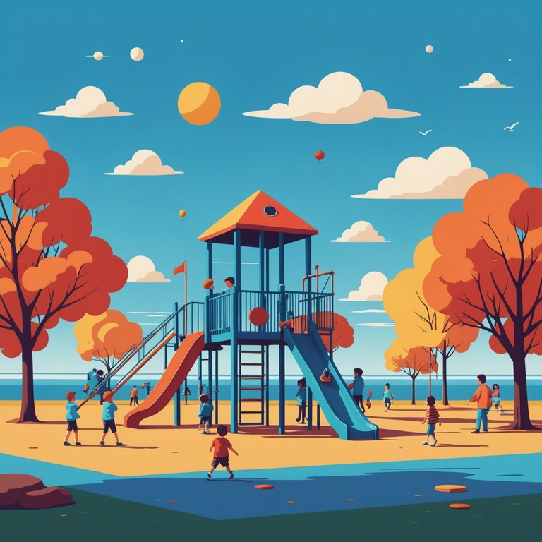 A delightful and buoyant instrumental track designed for children’s enjoyment during playtime, featuring playful rhythms and a heartwarming melody that evokes images of cheerful days at the playground. This piece creates an atmosphere of pure joy and carefree adventures, perfect for children's television or a family game day.