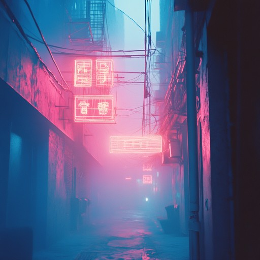 An instrumental j pop composition that fuses chilling synthesizer tones with brooding percussion, creating an unsettling atmosphere reminiscent of navigating tokyo's labyrinthine alleys at night.