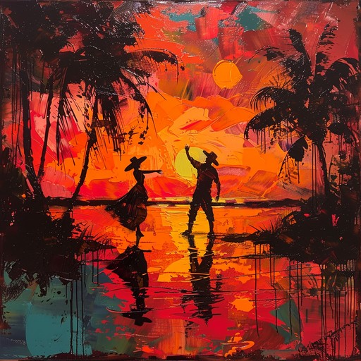 Imagine a bustling street scene as the sun sets, with vibrant colors and lively dancers moving to a mambo beat. This track has a festive and tropical feel, with a distinctive latin rhythm that captures the essence of a warm, festive evening in havana.