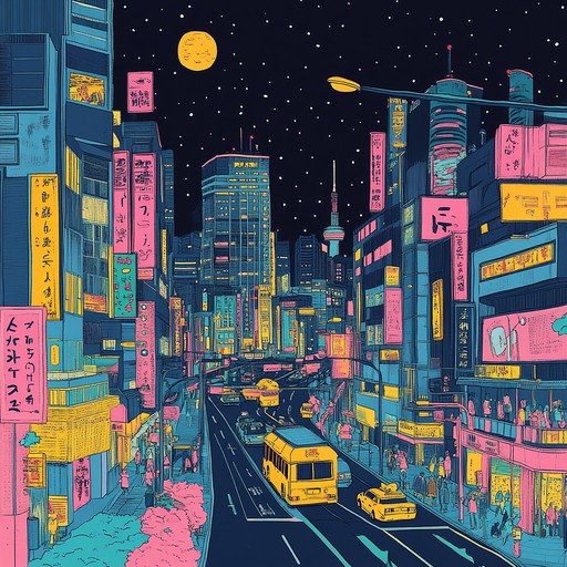 An energetic instrumental combining bright synths and fast paced beats, evoking the electrifying atmosphere of tokyo's neon lit cityscape and its lively nightlife.