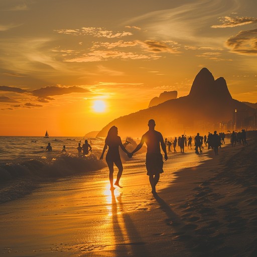 Feel the passion of a rio sunset as gentle bossa nova guitar melodies intertwine with rhythmic percussion, evoking warm breezes and soothing waves. Perfect for a serene evening, this instrumental track immerses listeners in a nostalgic, romantic ambiance.