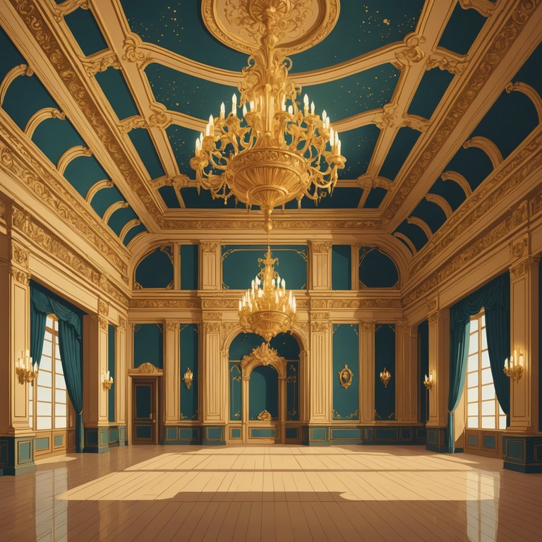 This composition transports the listener to a lush, baroque era palace, where graceful harmonies and intricate counterpoints echo through grand halls and secretive, tapestry draped corners. The music employs elaborate phrasing and ornate stylistic elements typical of the baroque period, simulating the ambiance of a royal court with its opulent and sophisticated undertones.