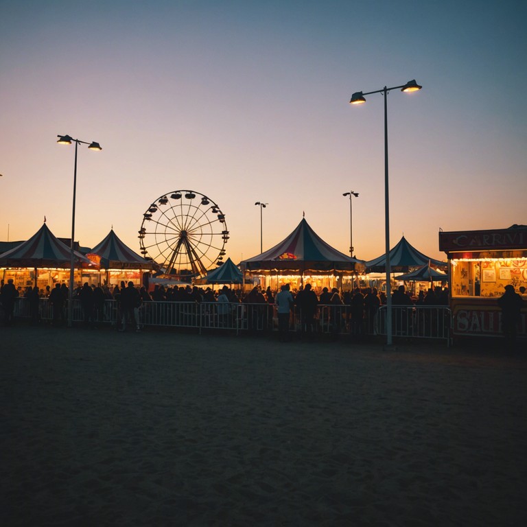 This track evokes a soothing sunset at a lively carnival, blending slow paced rhythms with whimsical melodies to create a peaceful yet festive atmosphere. The use of a steelpan emphasizes the carnival's traditional roots, transporting the listener to a tranquil moment amidst the festivities