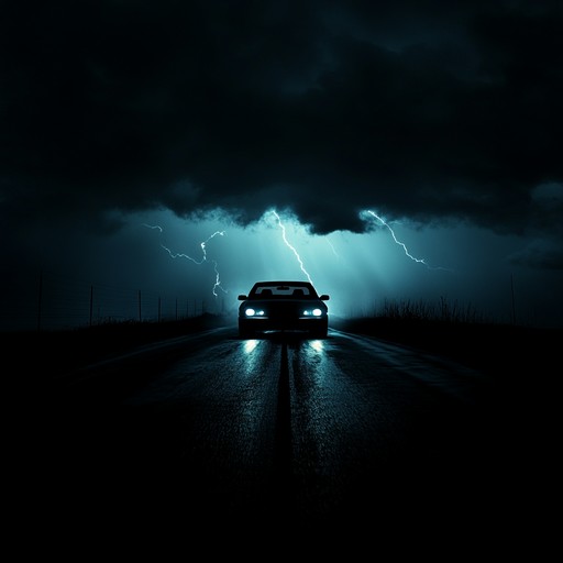 A high energy track featuring searing guitar solos, driving bass lines, and pounding drums that capture the spirit of a midnight ride on a stormy road