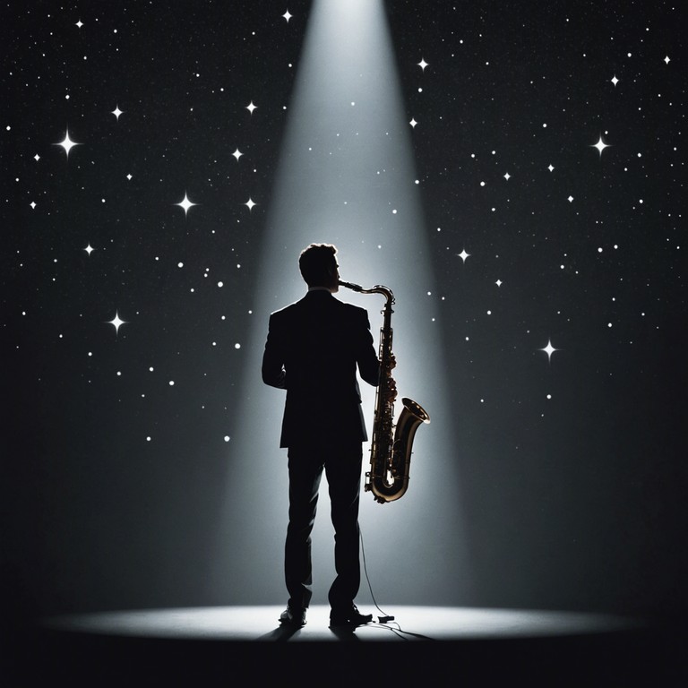 Stars, sax, and swing explores this unique blend of classic swing with a spirited, modern zest. Saxophone soars over a lively big band backdrop, offering an invitation to dance with abandon under a celestial canopy, echoing the romance and adventure of a forgotten era revived through music.