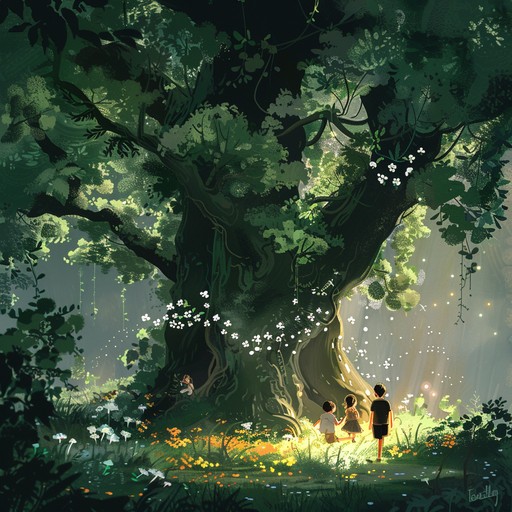 Create a delicate instrumental piece that captures the essence of childhood innocence with gentle tunes and soft rhythms, conjuring images of enchanted forests and delightful memories. Each note should resonate with nostalgia, yearning, and the wonder of a child exploring magical realms.