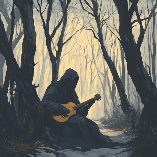 A mysterious instrumental piece blending eerie sounds and rustic instruments to immerse listeners in a shadowy, mystical realm