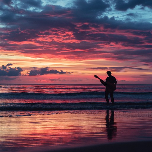 Imagine a soothing serenade on a sandy beach as sunset dyes the sky in hues of orange and purple. A soft guitar melody melds with the rhythmic whisper of the waves, wrapping the listener in warmth and peace.