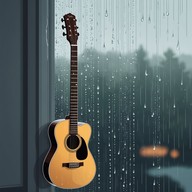 soft guitar strings speak under rain