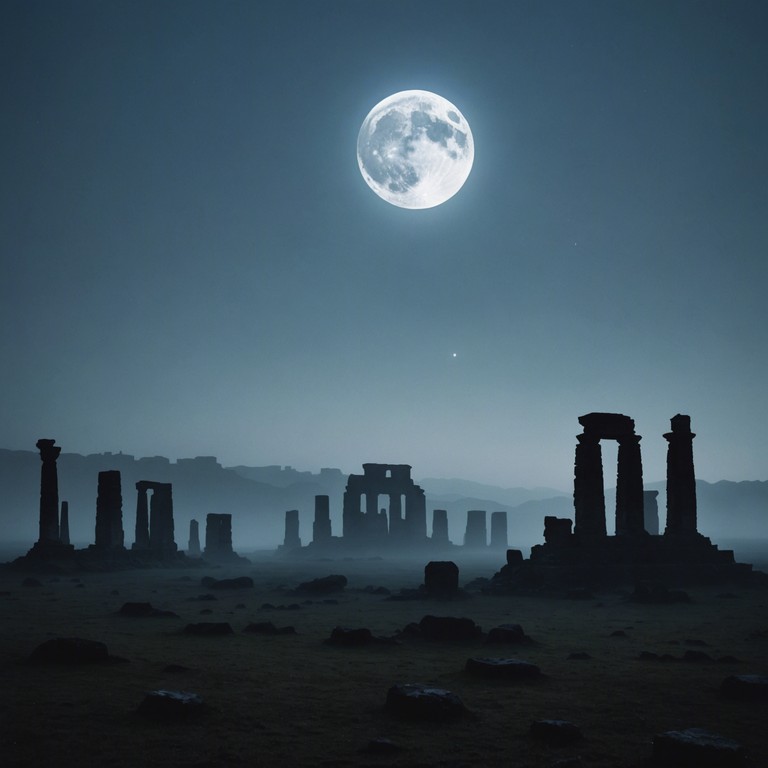 A chilling exploration into forgotten legends, where each note resonates with the mysteries and stories ensconced within eroded stones and moonlit whispers, capturing the reflective essence of time lost.