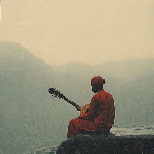 An instrumental piece blending traditional hindustani melodies to evoke emotional solitude during silent monsoon rains