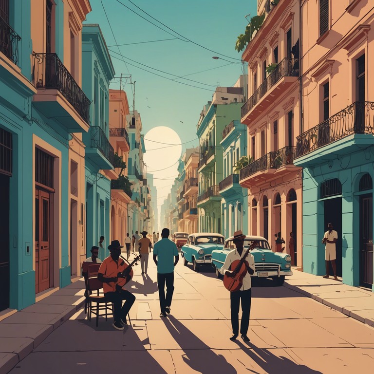 Imagine a fresh dawn breaks while salsa inspired jazz notes float through the air, drawing in the warming sun. This track, driven by vibrant trumpet play, combines elements of traditional latin jazz with hints of modernity, providing an uplifting atmosphere for new beginnings or hopeful mornings.