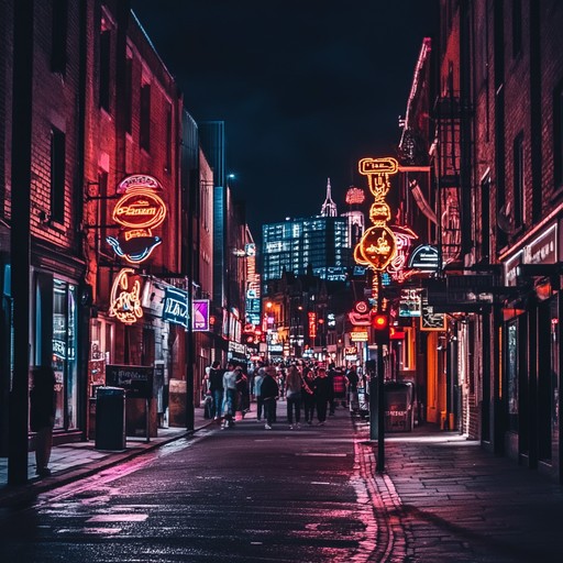 In this track, the bustling vivacity of a neon lit cityscape is captured through pulsating rhythms and electronic sweeps, reminiscent of a night out in a vibrant metropolis. The composition aims to evoke the ceaseless energy and glowing life force of urban nightlife, reflected in the dazzling neon that illuminates the city's silhouette.