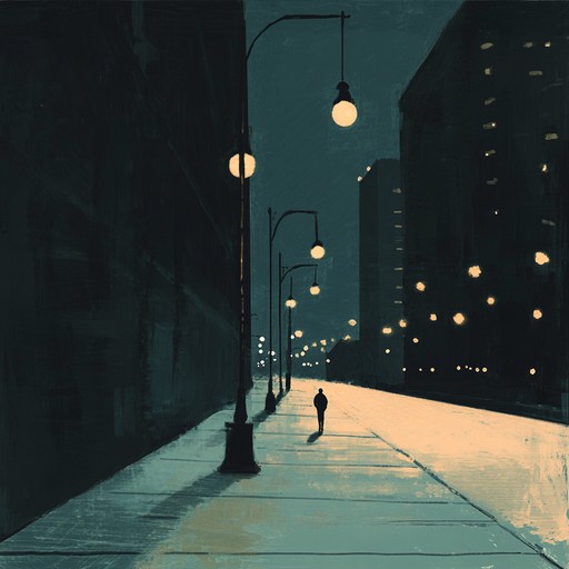 An instrumental lofi song that paints a serene picture of strolling alone through empty city streets under the glow of streetlights, with gentle melodies and soft beats evoking feelings of introspection and peace.