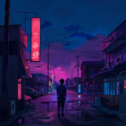 This track should capture the essence of wandering through a bustling cityscape at night, with shimmering neon lights reflecting off wet streets and the distant sounds of urban life blending into a symphony of nocturnal activity. Modern yet nostalgic, it should use a deep house beat layered with rich, ambient synthscapes to create a soundscape that feels both intimate and expansive.