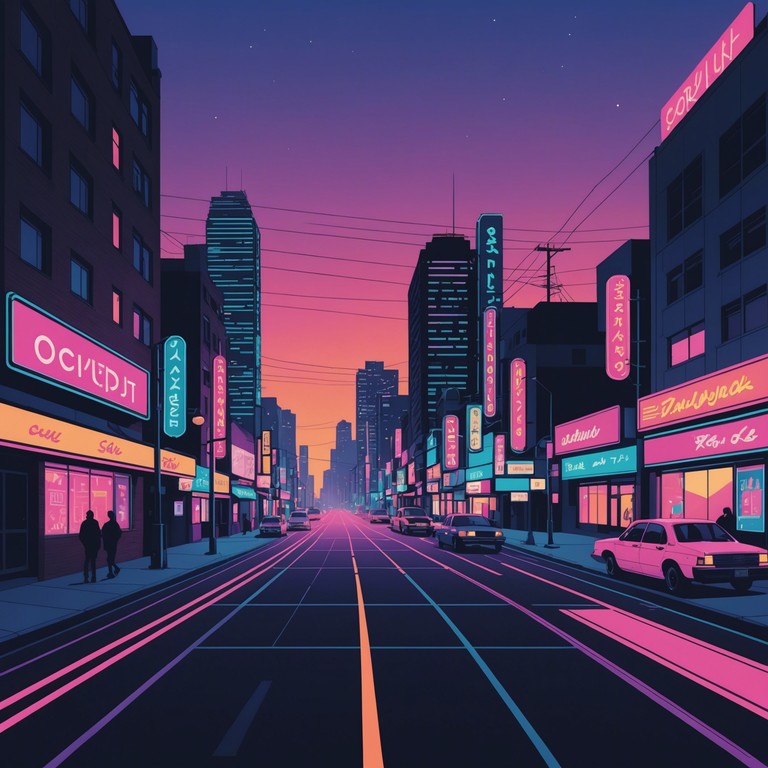 A cinematic blend of vibrant pop rhythms and dramatic string sections create an evocative soundscape, perfect for illustrating the bustling, neon lit streets of tokyo at dusk.