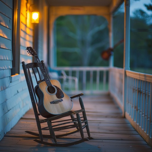 A relaxed and pensive acoustic guitar piece echoes the serene evenings of the american countryside, where the gentle strumming invites listeners to reflect on life's simple yet profound moments amidst nature's stillness.