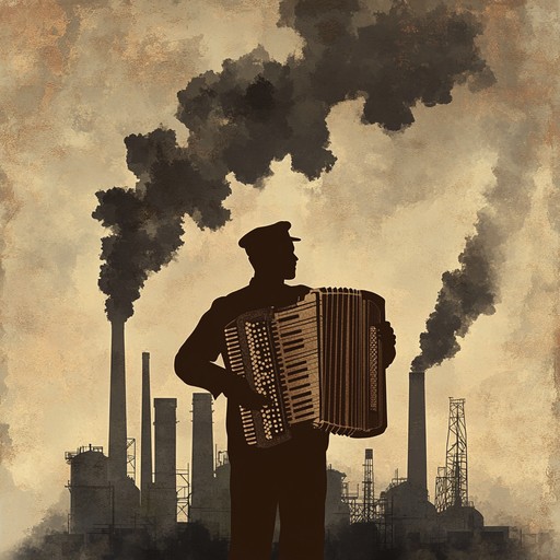 An instrumental polka that infuses traditional melodies with the raw energy of industrial sounds, featuring powerful accordion over rhythmic metallic percussion, evoking the spirit of industrial age cities.