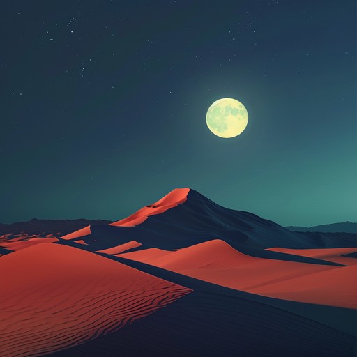 Transport yourself to a serene yet enigmatic desert night, where the moon casts its glow on silent ruins and ethereal sitar melodies gently echo through the dunes.