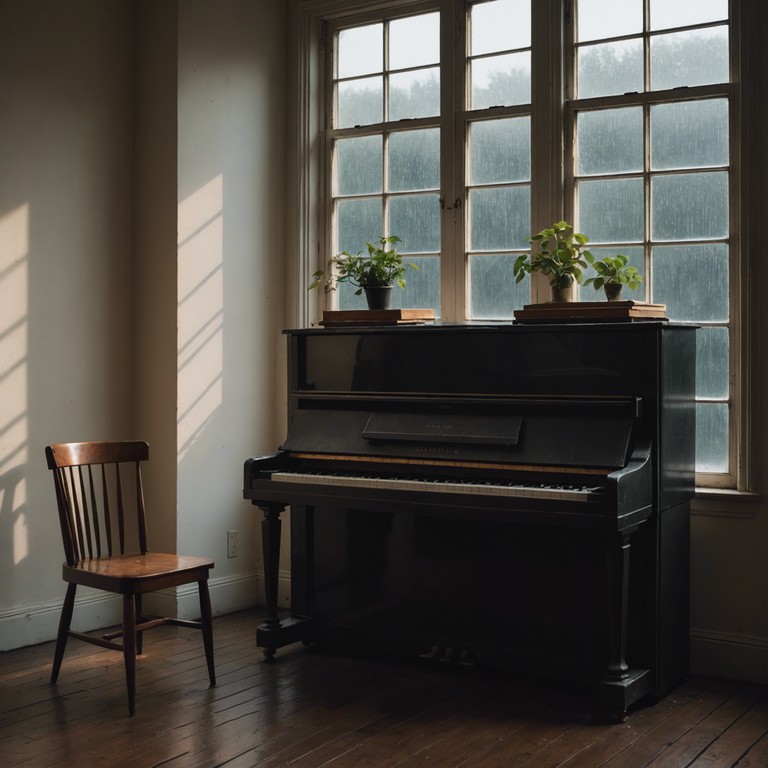 An acoustic piano delves into the realm of bittersweet emotions, crafting layers that shift seamlessly from deep melancholy to subtle optimism. Each note resonates with the tenderness of vulnerability and the strength found in moments of despair, bringing listeners on a journey of introspection and quiet redemption.