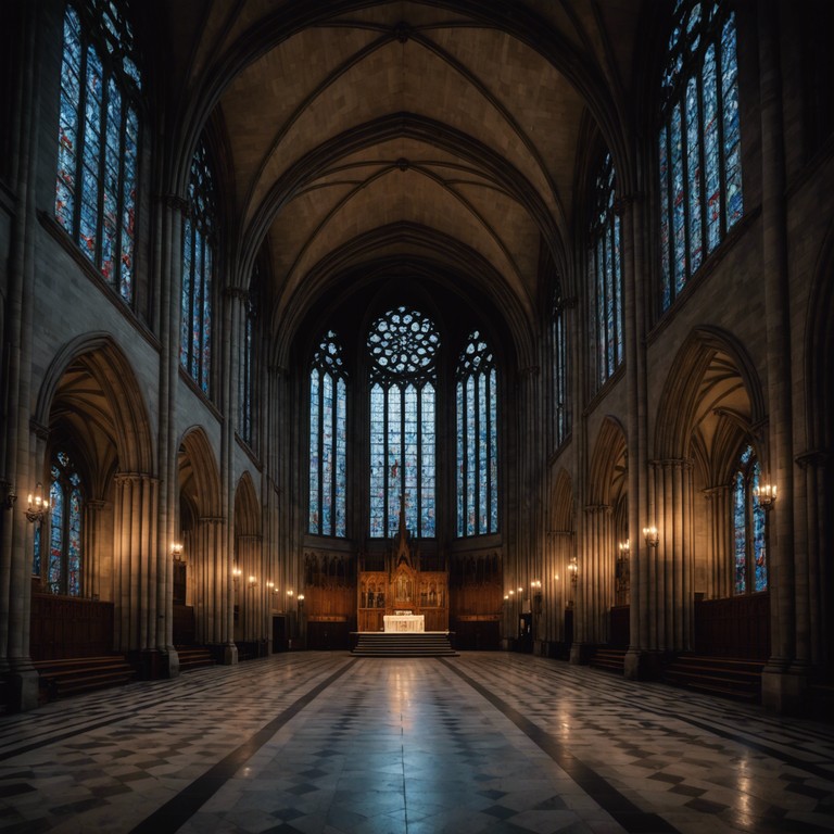 In this composition, dark and resonant sounds evoke the eerie yet grand atmosphere of ancient cathedrals at midnight. The track strategically blends somber tones with elements of grandeur, capturing the essence of a mystical, historical exploration through sound. The music aims to transport the listener to a world where the past's haunting beauty and majesty come alive through each note.