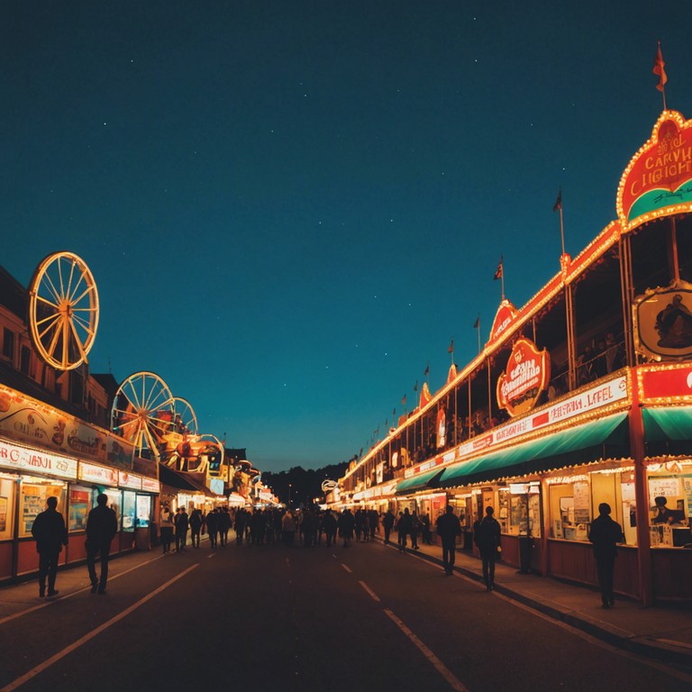 Imagine a vivid scene at a night carnival, with the atmosphere filled with lights, laughter, and lively crowds, all moving rhythmically to a celebratory tune that brings joy and a sense of unity among festival-goers. This track will capture the essence of a magical, musical night.